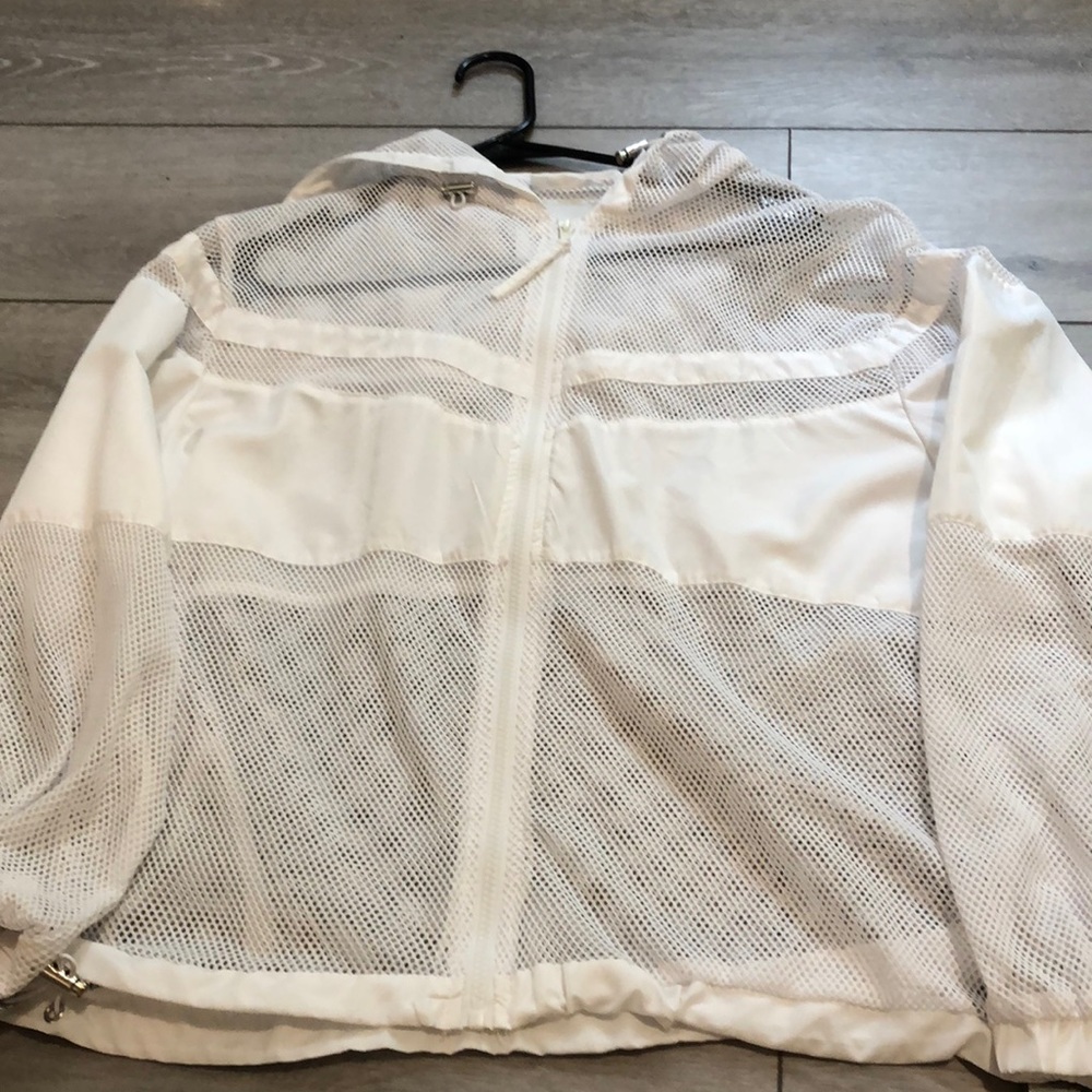 Womens size M White see through zip up sweatshirt